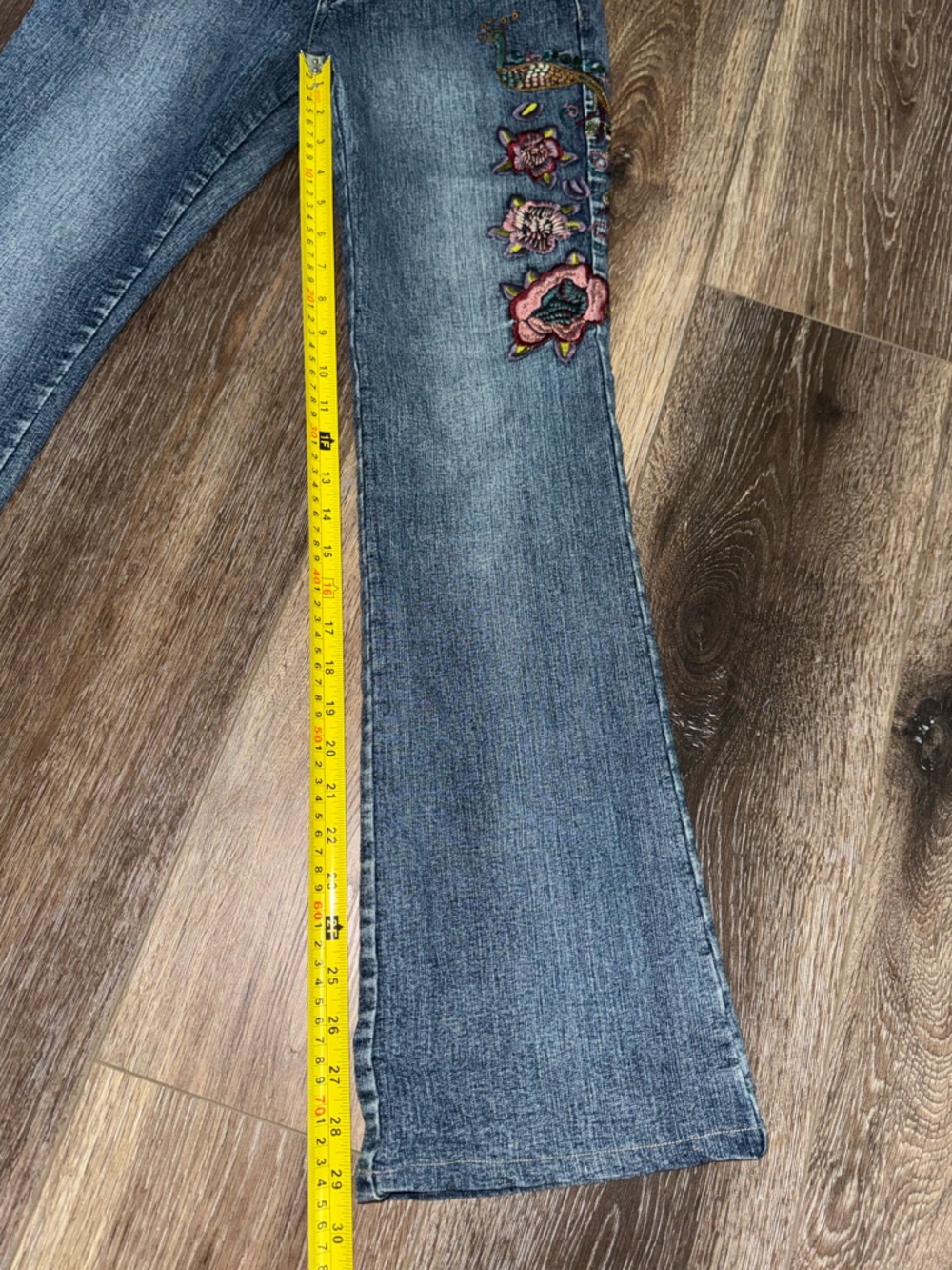 Vintage 90s DANIEL Original Design Embroidered Peacock Floral Jeans Size 3-4 - Picture 13 of 14
